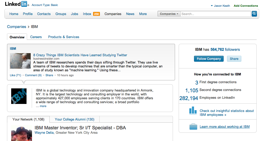 IBM Company LinkedIn Page