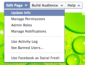 Facebook page update info