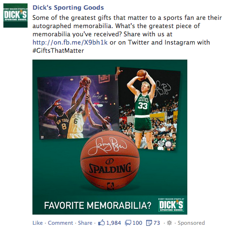 Dick's Sporting Goods Newsfeed Ad
