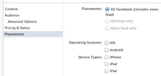 Facebook Ads Targeting Mobile OS