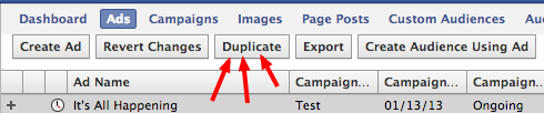 Power Editor Duplicate Button